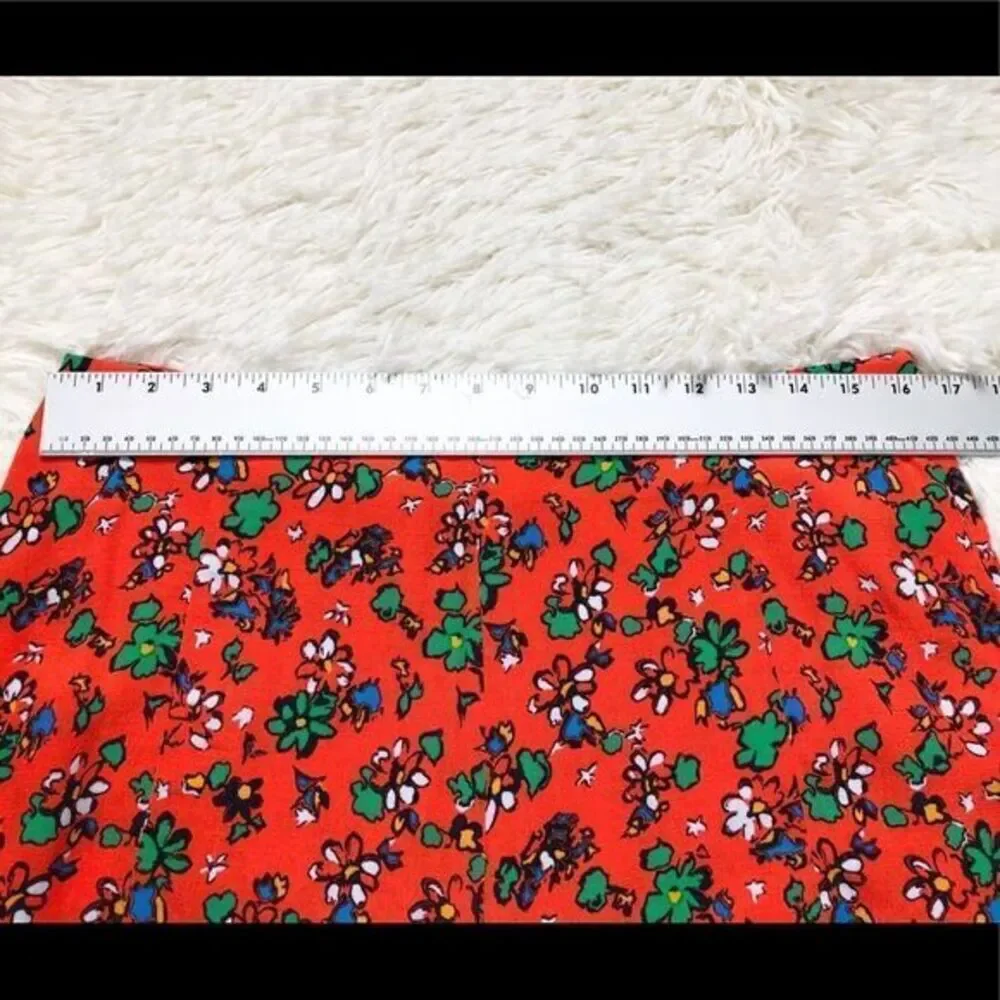 Topshop Ditsy Orange Floral High Waisted Loose Shorts Size 10 - Picture 4 of 8